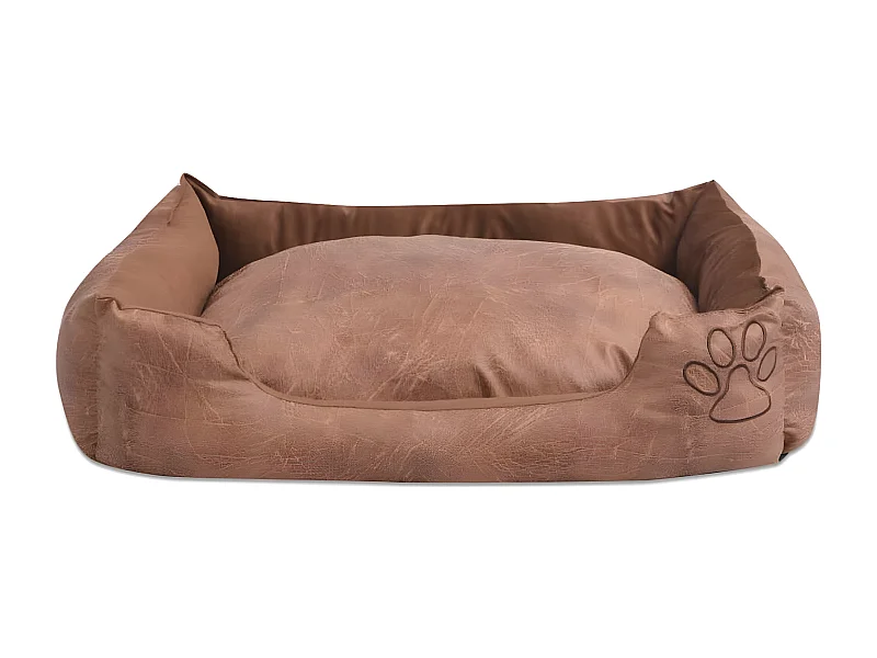 Cama para cães com almofada couro artificial PU tamanho M bege PT430938