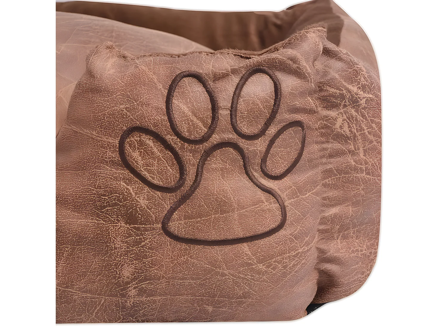 Cama para perro con cojín PU cuero artificial talla M beige ES931949