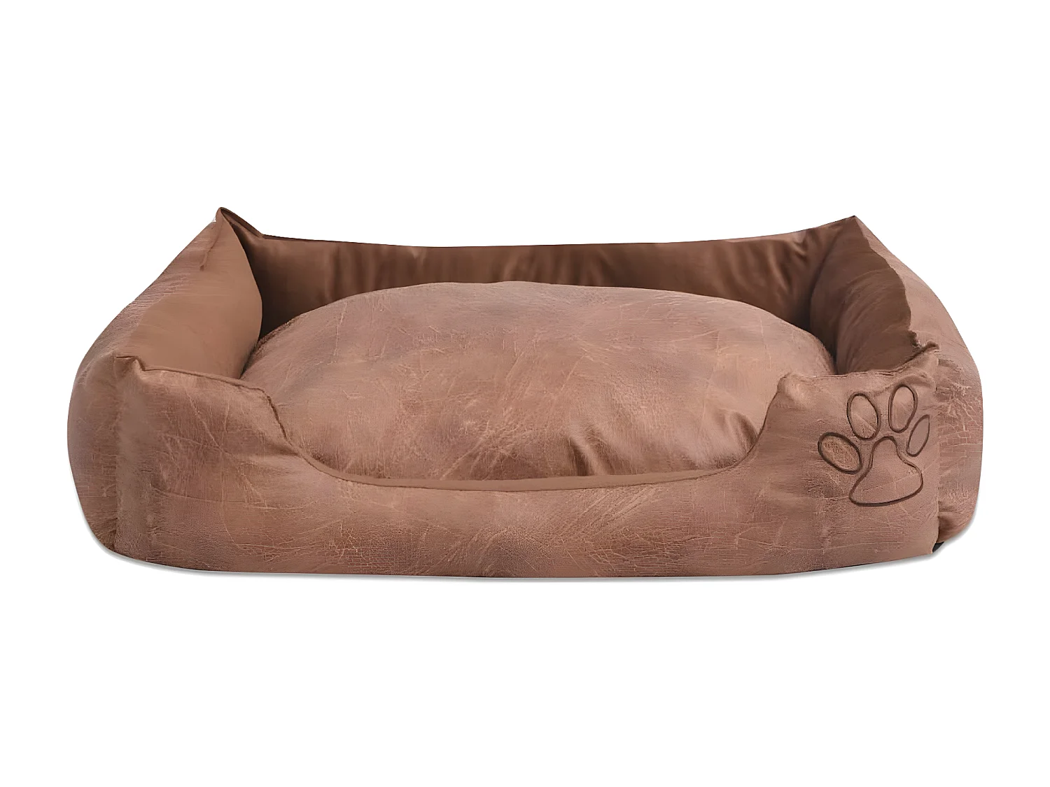 Cama para perro con cojín PU cuero artificial talla M beige ES931949