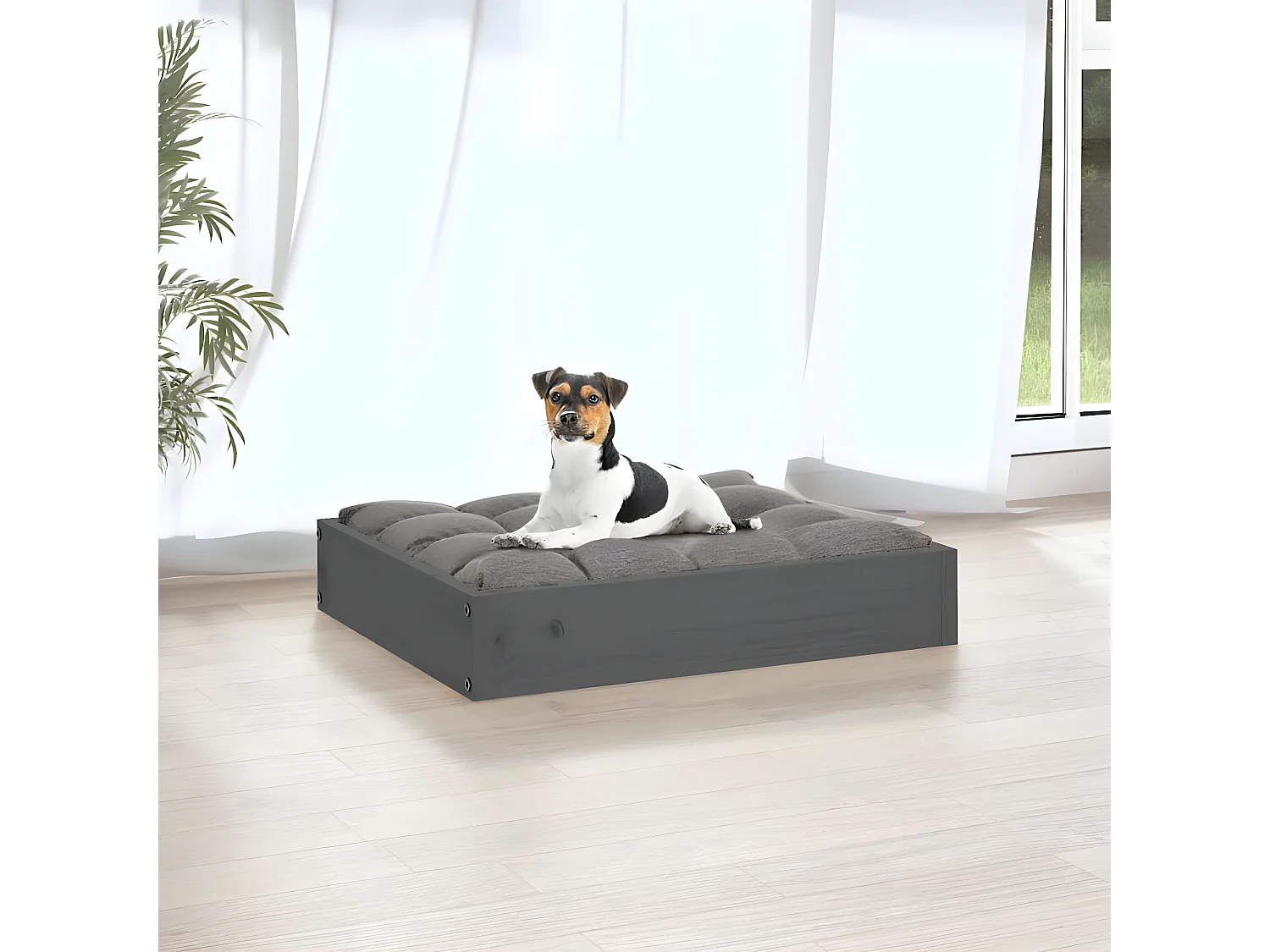 Cama para cães 51,5x44x9 cm madeira de pinho maciça cinza PT411921