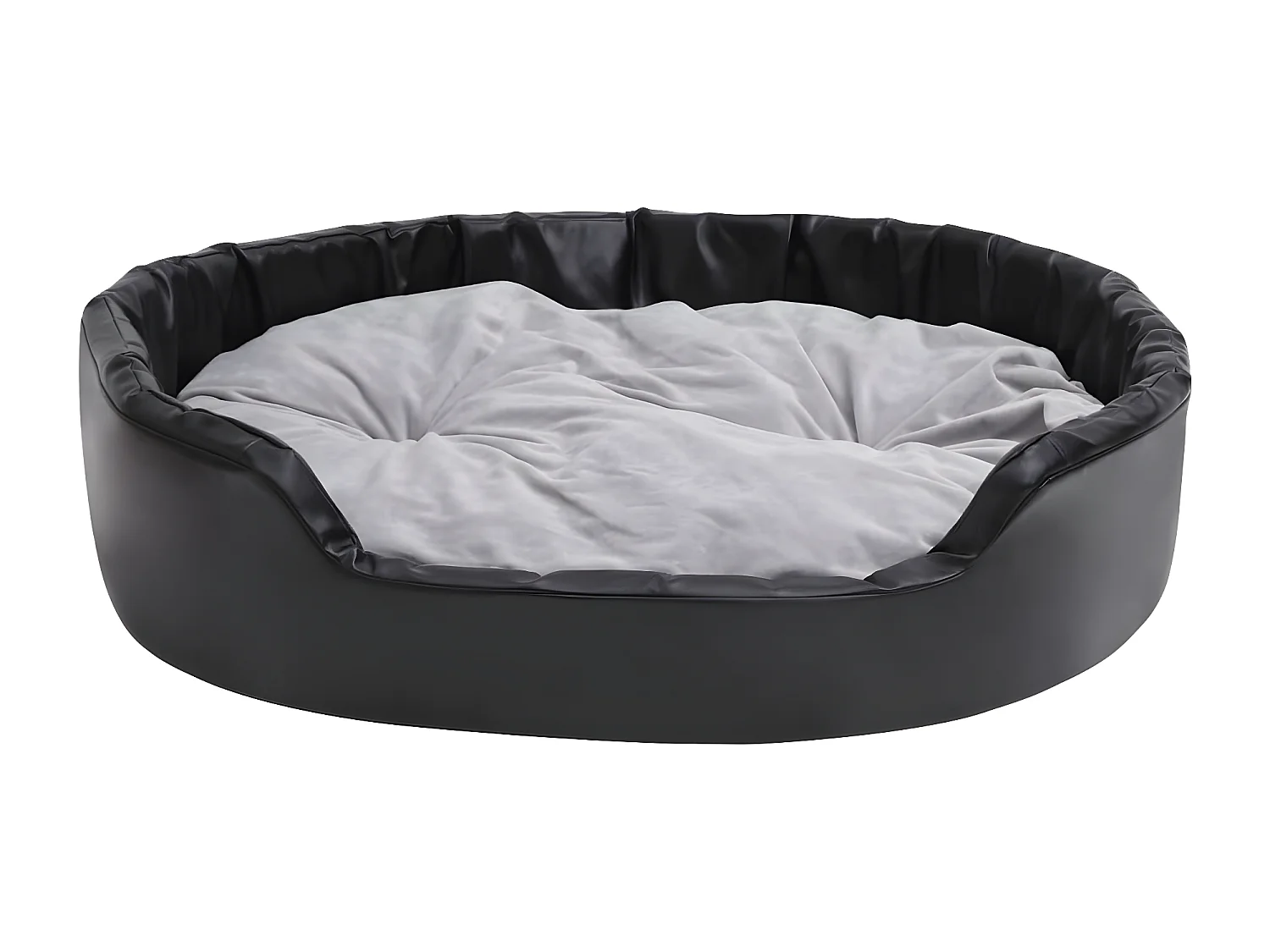 Cama para perros felpa y cuero sintético negro gris 99x89x21 cm ES266521