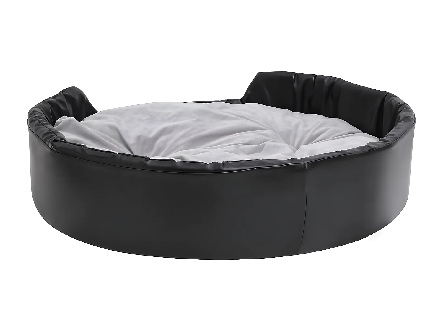 Cama para perros felpa y cuero sintético negro gris 99x89x21 cm ES266521