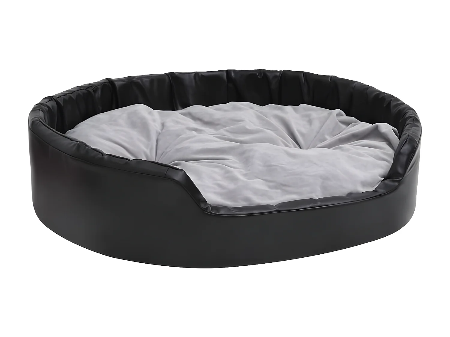 Cama para perros felpa y cuero sintético negro gris 99x89x21 cm ES266521