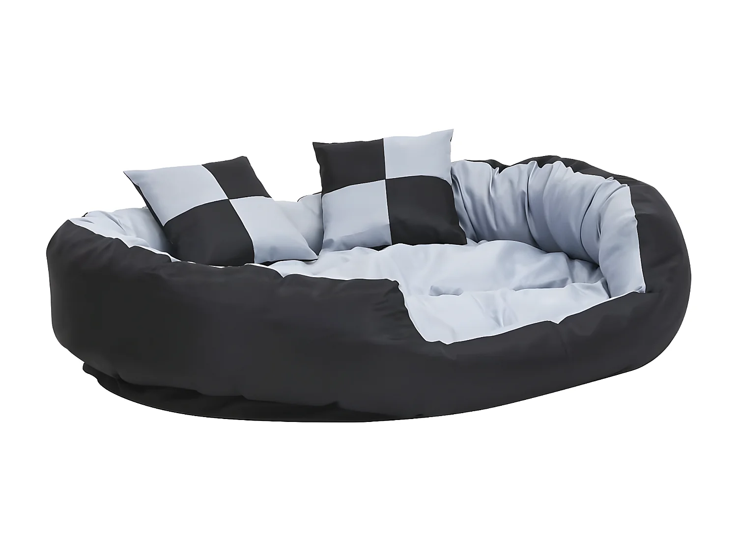 Canapé réversible lavable pour chien Gris et noir 110x80x23 cm RG3Q20645