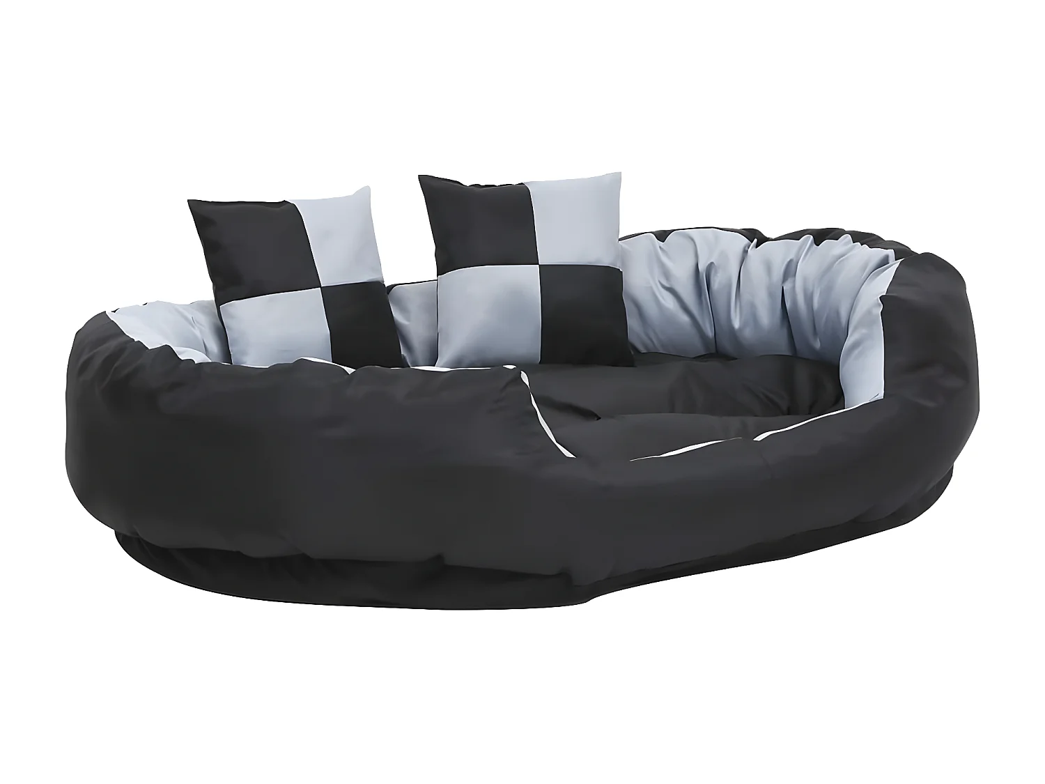 Canapé réversible lavable pour chien Gris et noir 110x80x23 cm RG3Q20645