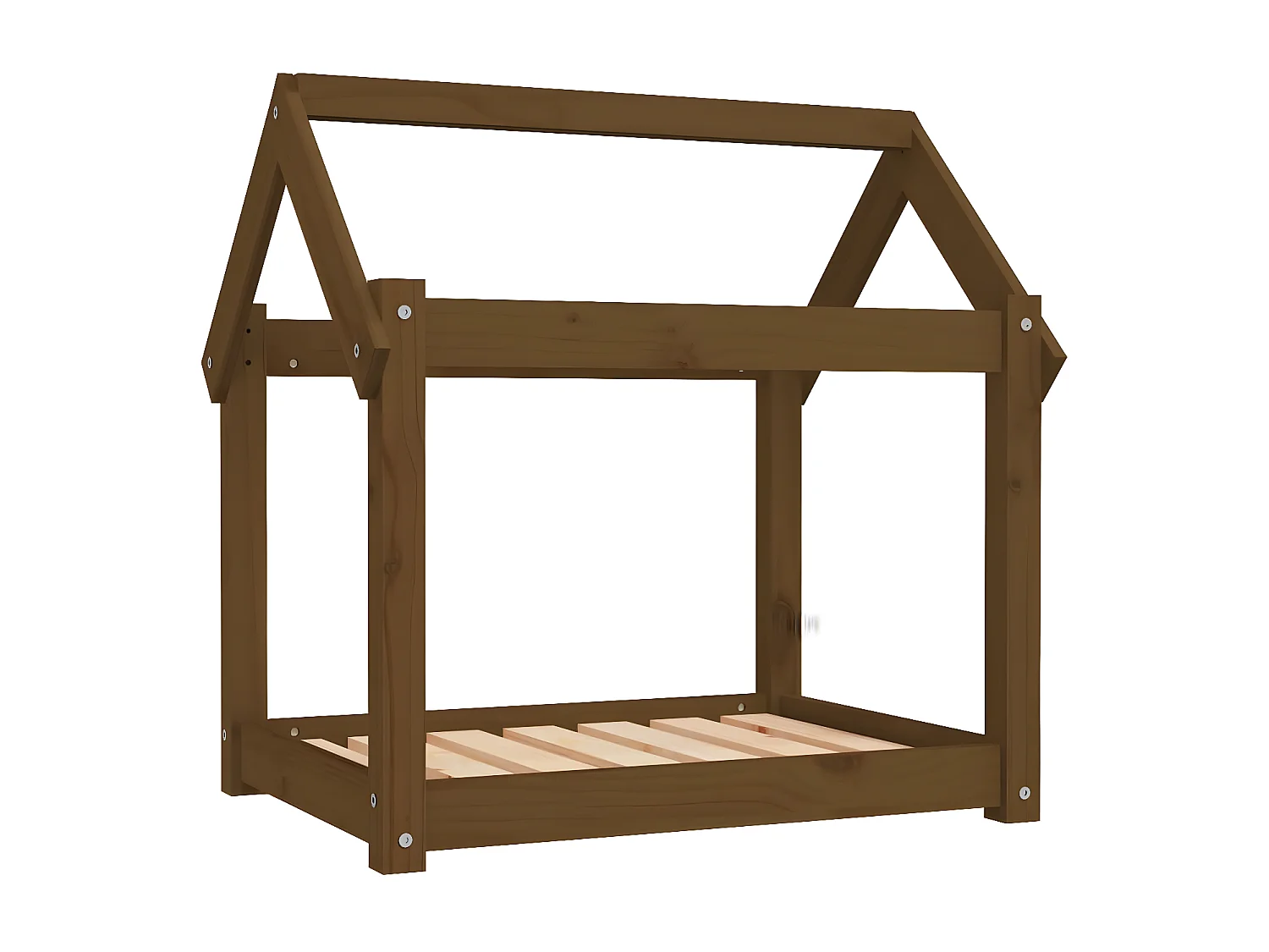 Cama para perros madera maciza pino marrón miel 71x55x70 cm ES573237