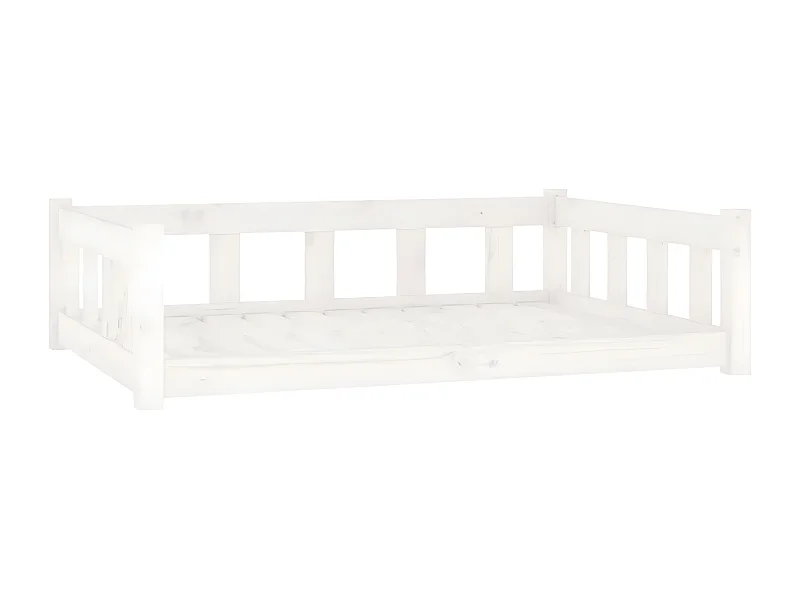 Cama para cães 105,5x75,5x28 cm madeira de pinho maciça branco PT310601
