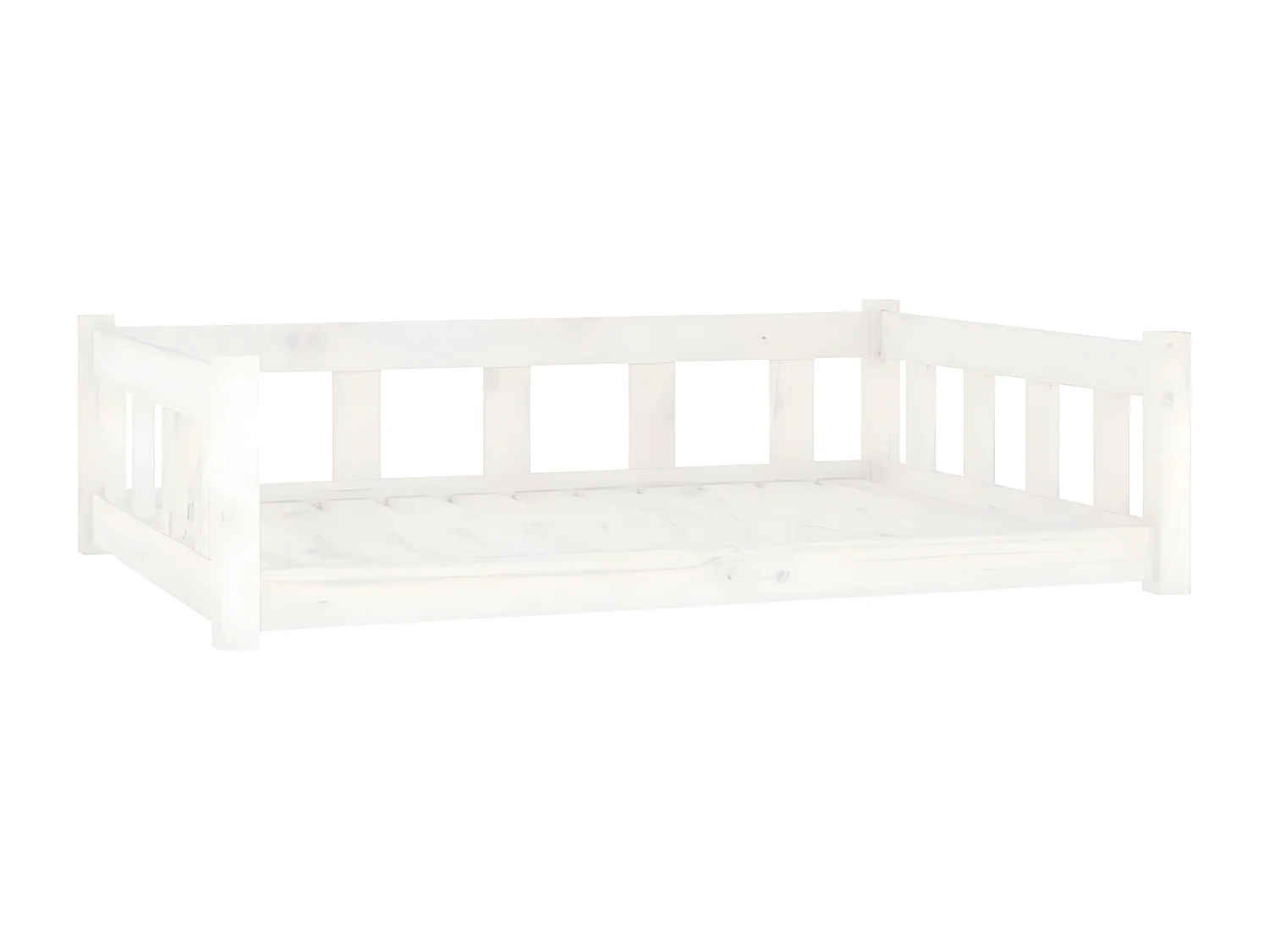 Cama para cães 105,5x75,5x28 cm madeira de pinho maciça branco PT310601