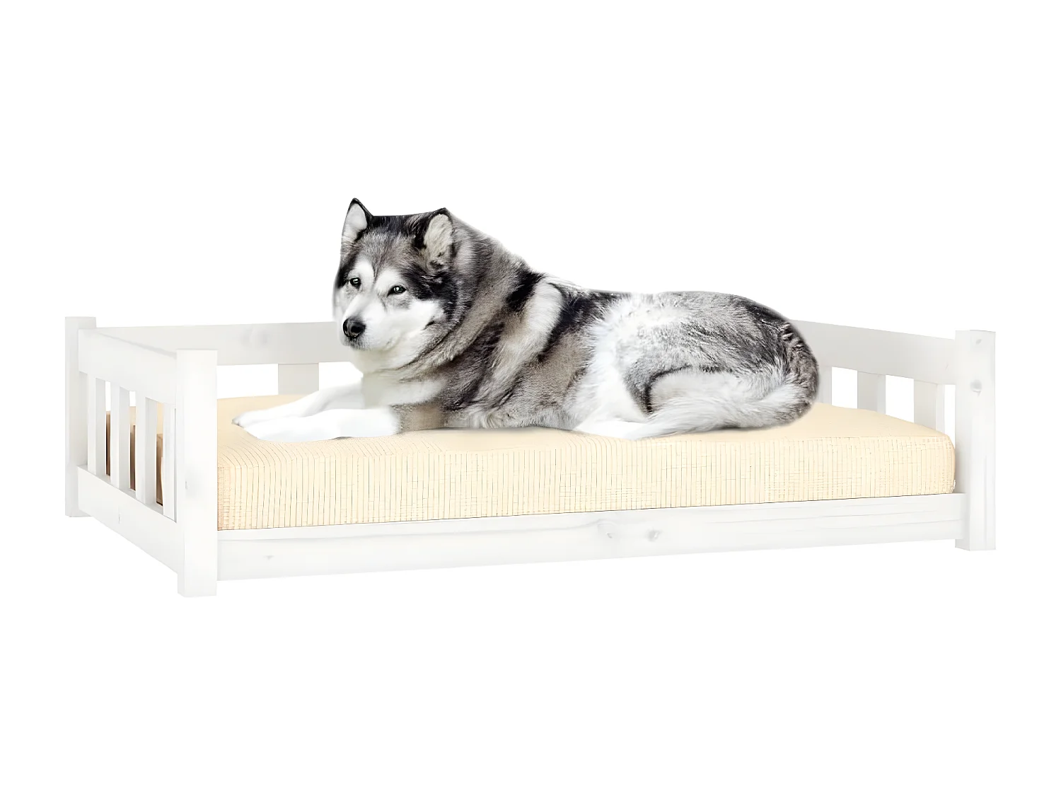 Cama para cães 105,5x75,5x28 cm madeira de pinho maciça branco PT310601