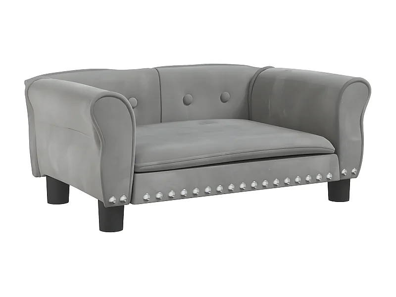 Canapé pour chien gris clair 70x45x30 cm velours RG3Q49485
