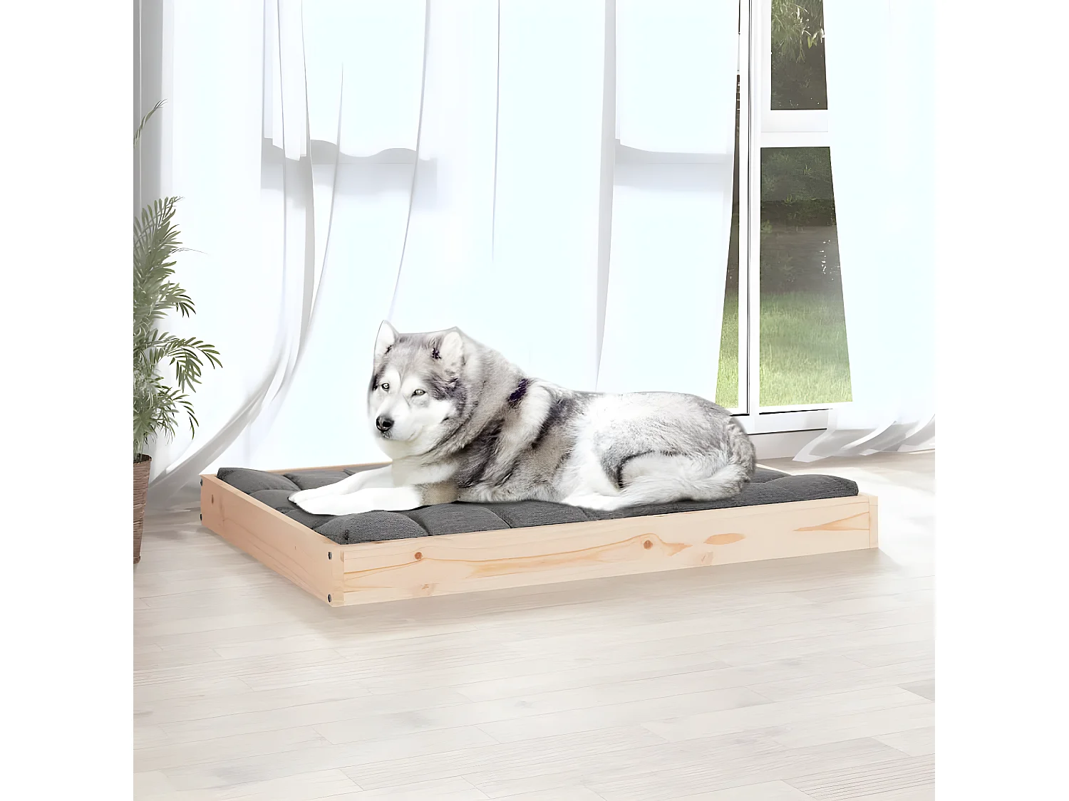 Cama para cães 101,5x74x9 cm madeira de pinho maciça PT102383