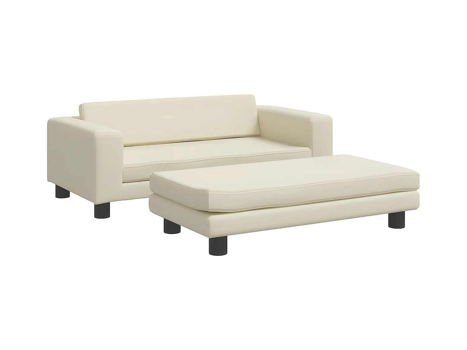 Cama para cães com extensão 100x50x30 cm couro artificial creme PT645396