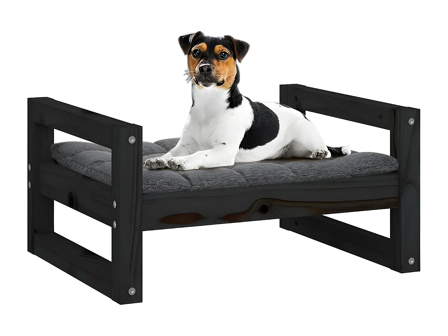 Cama para cães 55,5x45,5x28 cm madeira de pinho maciça preto PT315237