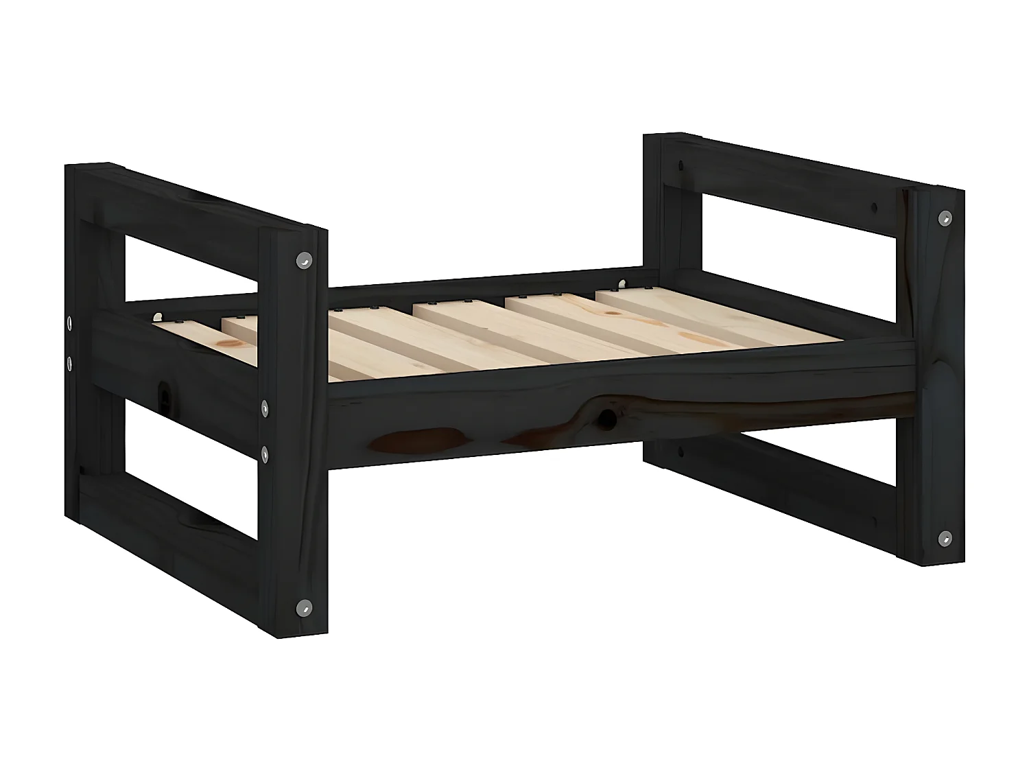Cama para perros madera maciza de pino negro 55,5x45,5x28 cm ES537630
