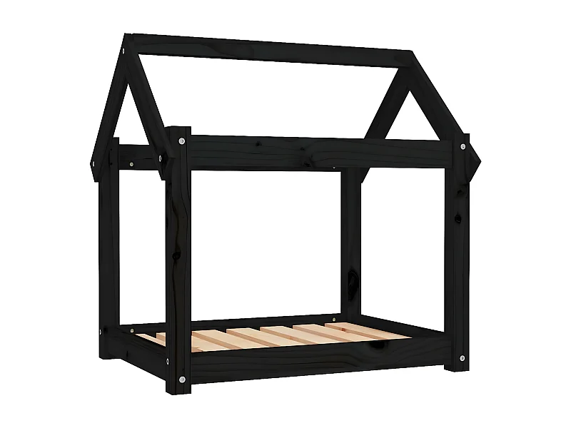 Cama para cães 71x55x70 cm madeira de pinho preto PT188260