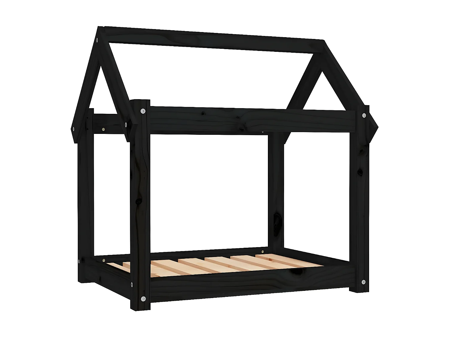 Cama para cães 71x55x70 cm madeira de pinho preto PT188260