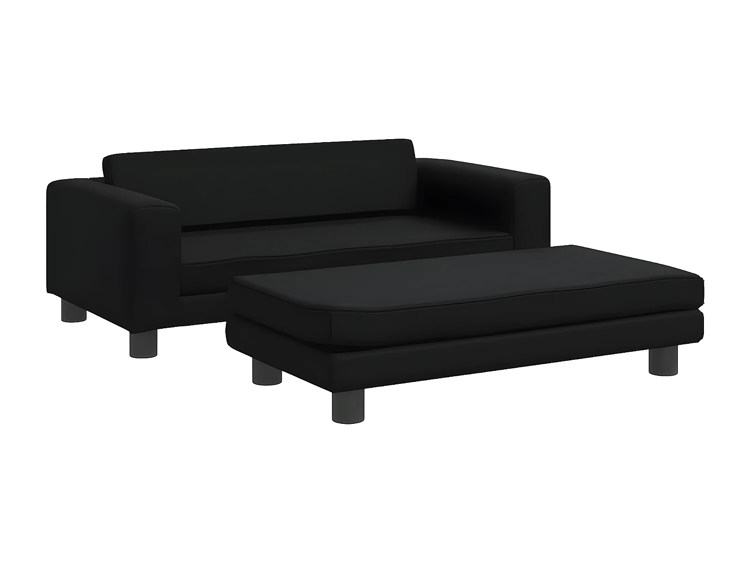 Cama de perros con extensión cuero sintético negro 100x50x30 cm ES728193