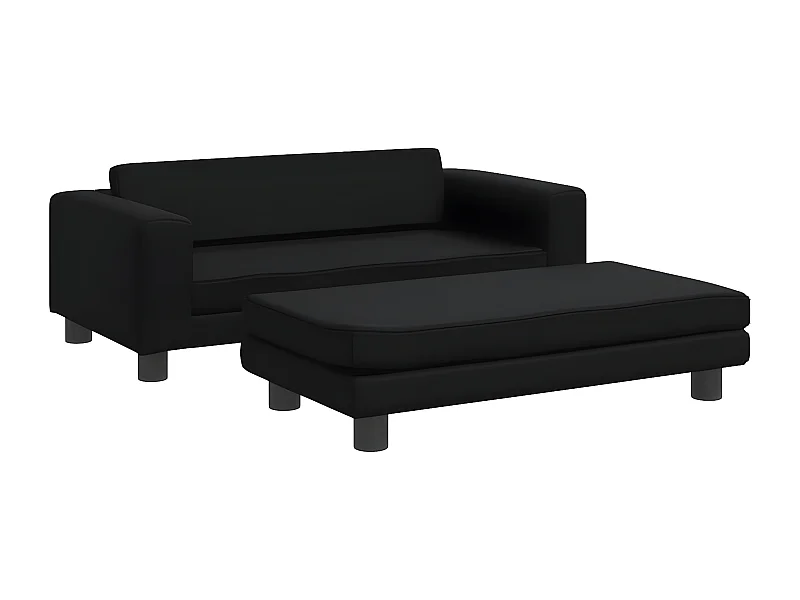 Cama de perros con extensión cuero sintético negro 100x50x30 cm ES728193