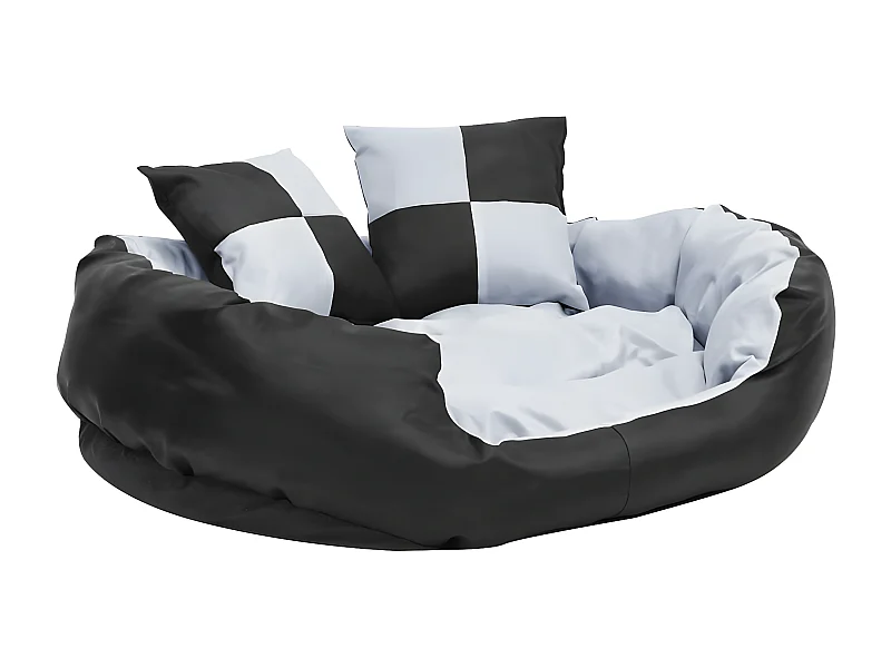 Cojín para perro reversible y lavable gris y negro 85x70x20 cm ES838567
