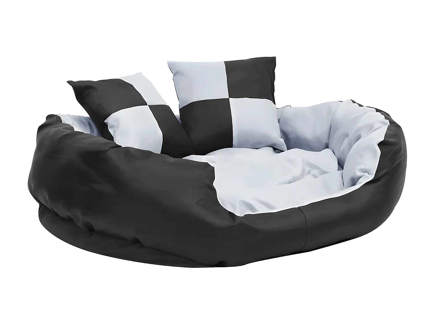 Cojín para perro reversible y lavable gris y negro 85x70x20 cm ES838567