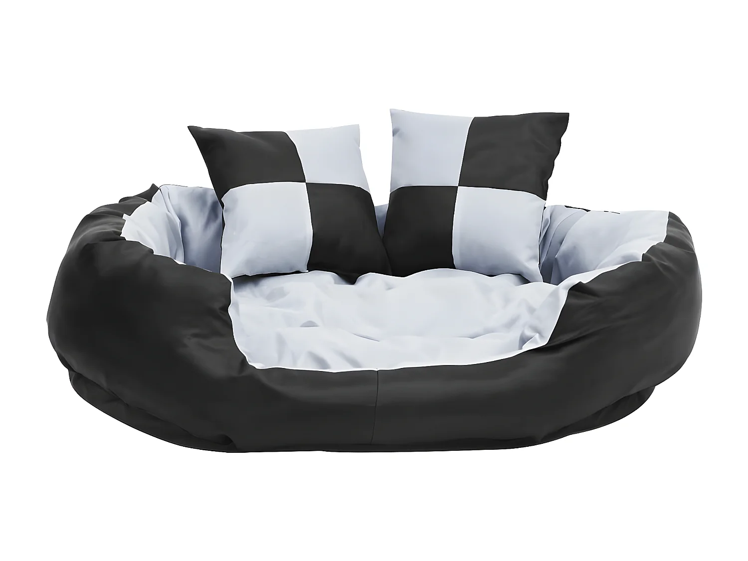 Cojín para perro reversible y lavable gris y negro 85x70x20 cm ES838567