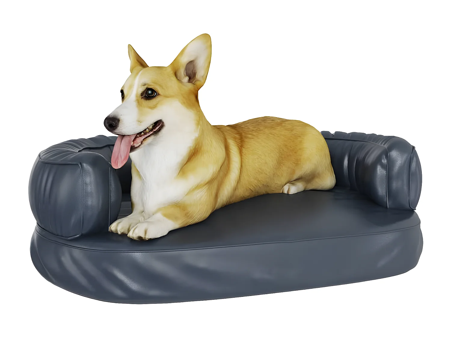 Cama para perros de espuma cuero sintético azul oscuro 60x42 cm ES370823