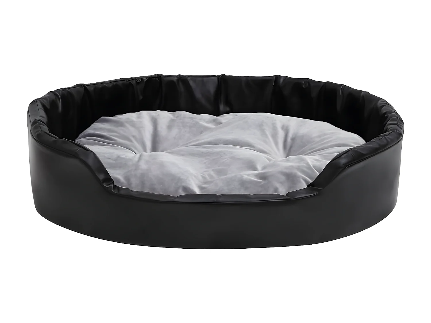 Cama para perros felpa y cuero sintético negro gris 90x79x20 cm ES543116