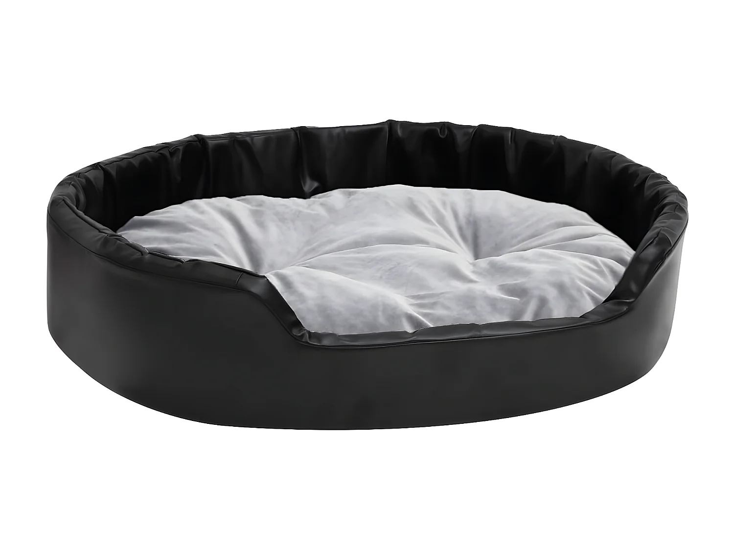 Cama para perros felpa y cuero sintético negro gris 90x79x20 cm ES543116