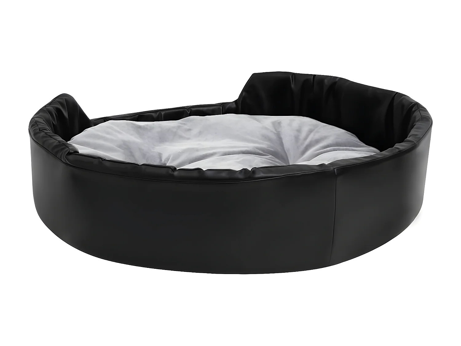 Cama para perros felpa y cuero sintético negro gris 90x79x20 cm ES543116