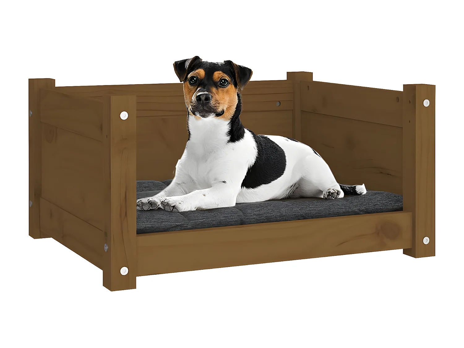 Cama p/ cães 55,5x45,5x28 cm madeira pinho maciça castanho mel PT901944