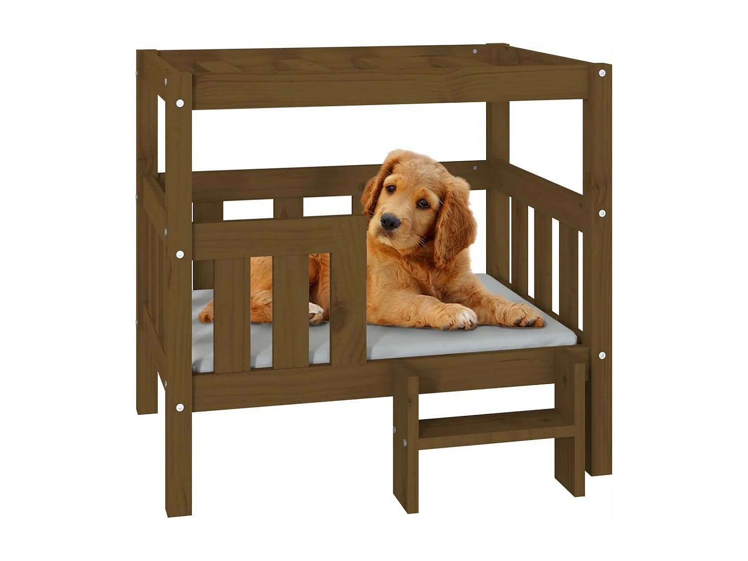 Cama para cães 75,5x63,5x70 cm pinho maciço castanho mel PT827500
