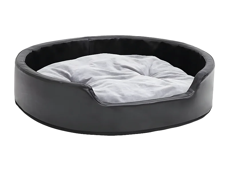 Cama para perros felpa y cuero sintético negro gris 79x70x19 cm ES718131