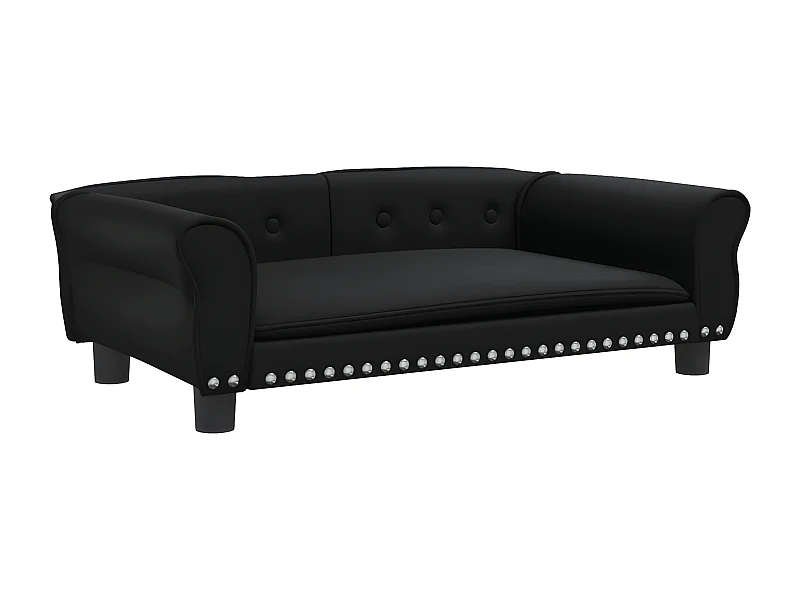 Cama para cães 95x55x30 cm couro artificial preto PT346729