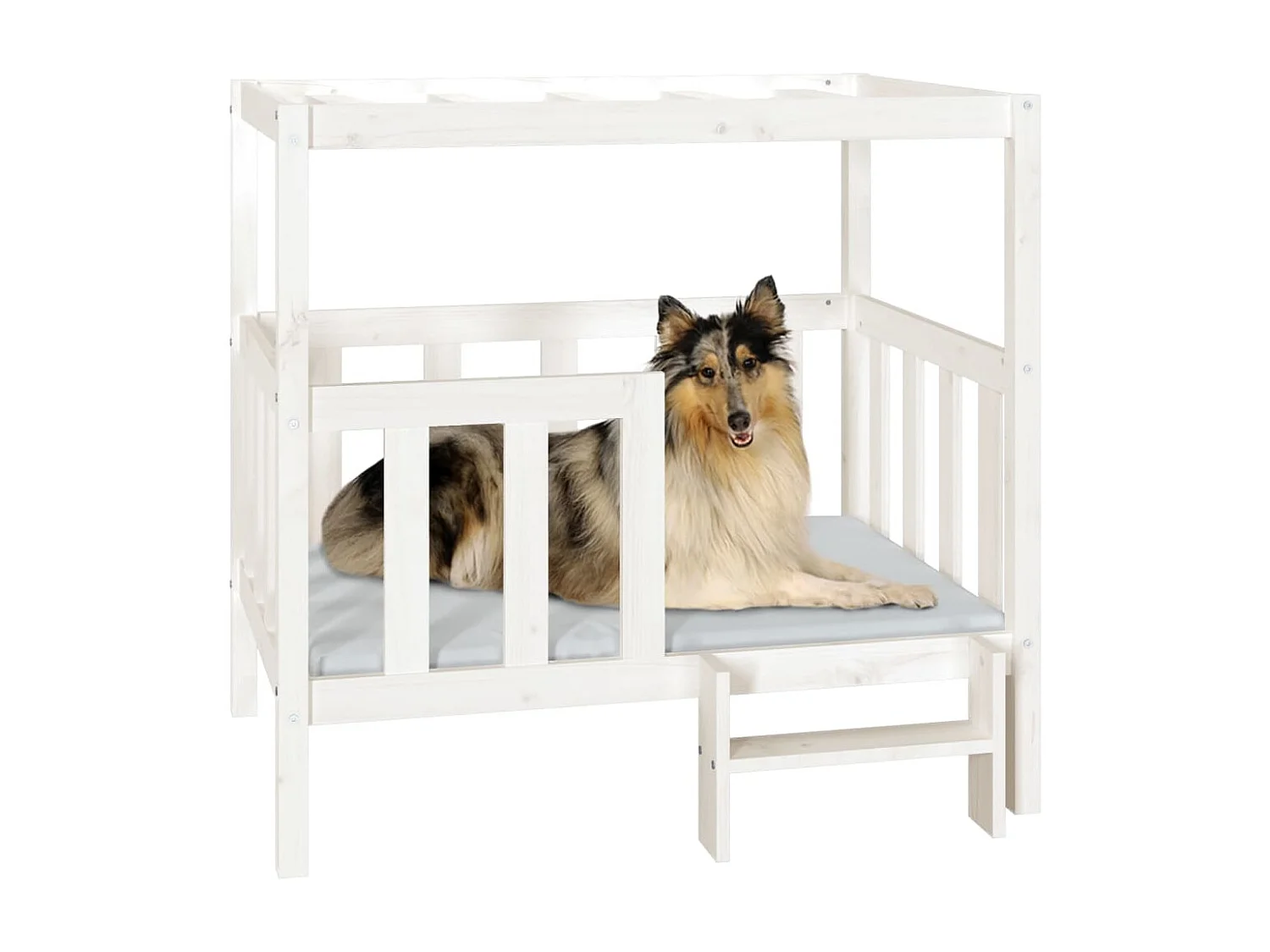 Cama para cães 105,5x83,5x100 cm madeira de pinho maciça branco PT511491