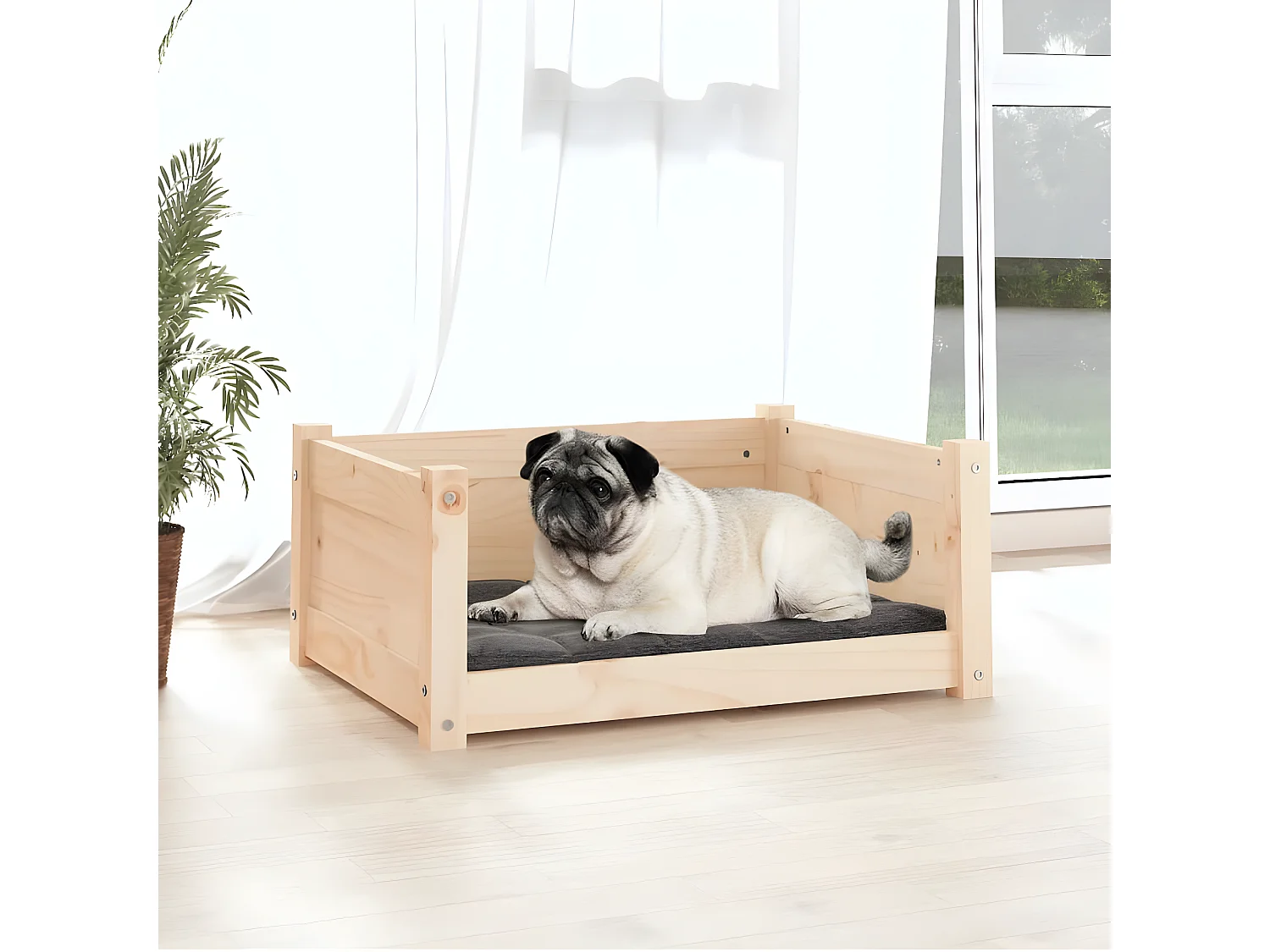 Cama para cães 65,5x50,5x28 cm madeira de pinho maciça PT170331
