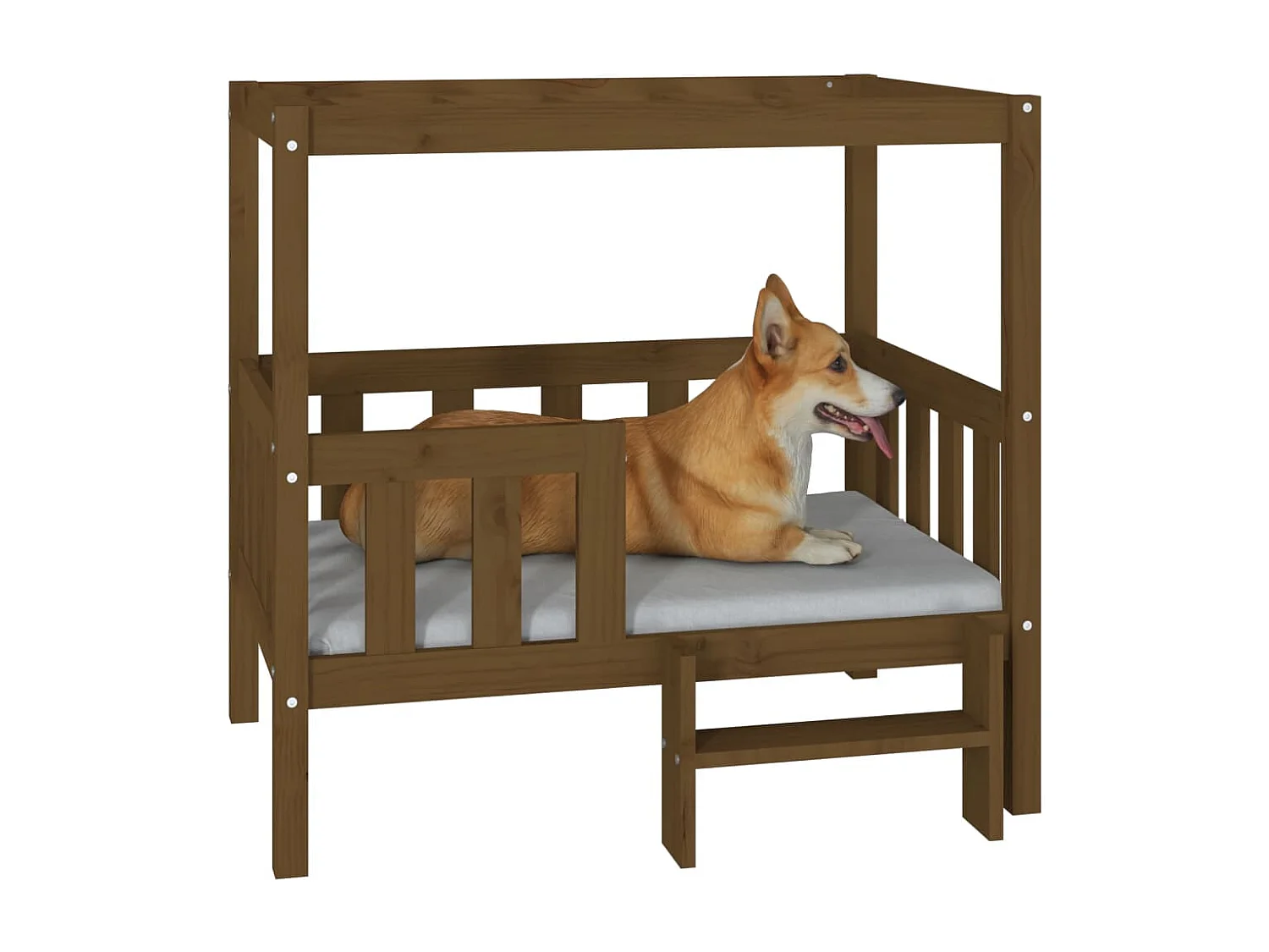 Cama para perros madera maciza pino marrón miel 95,5x73,5x90 cm ES776314