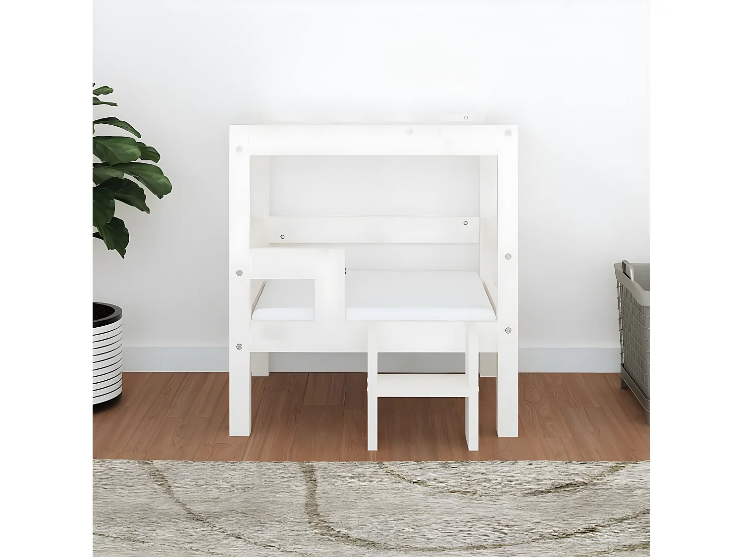 Cama para cães 55,5x53,5x60 cm madeira de pinho maciça branco PT980061