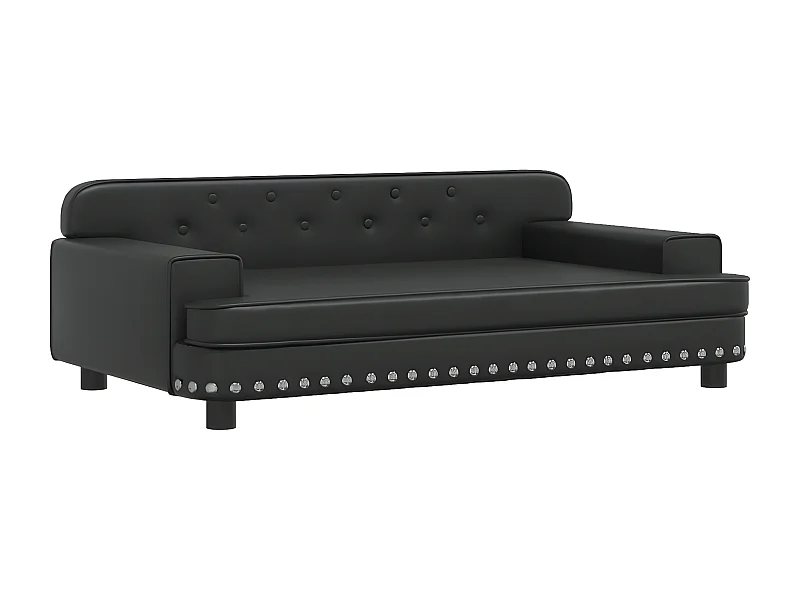 Cama para perros de cuero sintético negra 90x53x30 cm ES954261