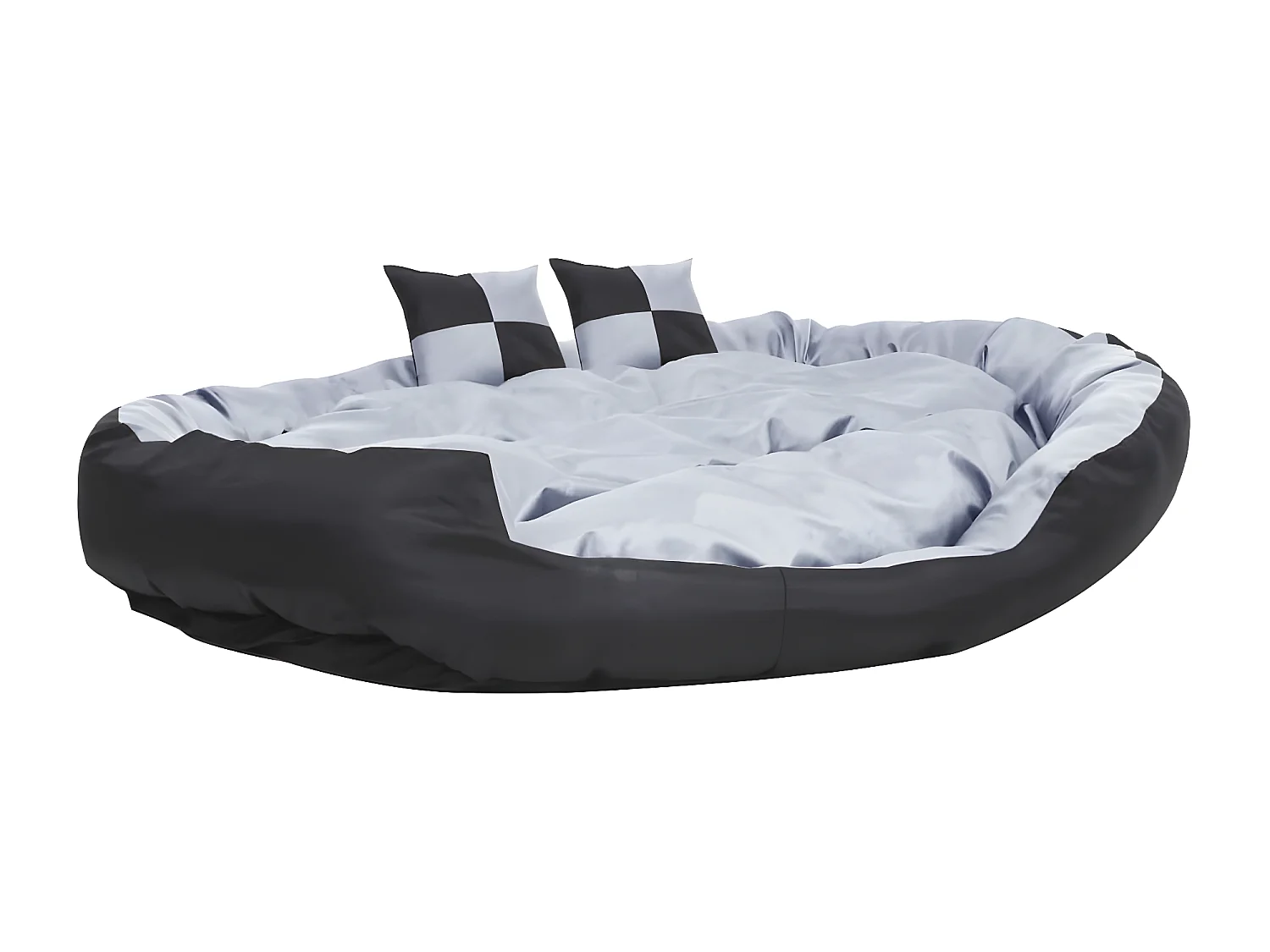 Cojín para perro reversible y lavable gris y negro 150x120x25 cm ES935455