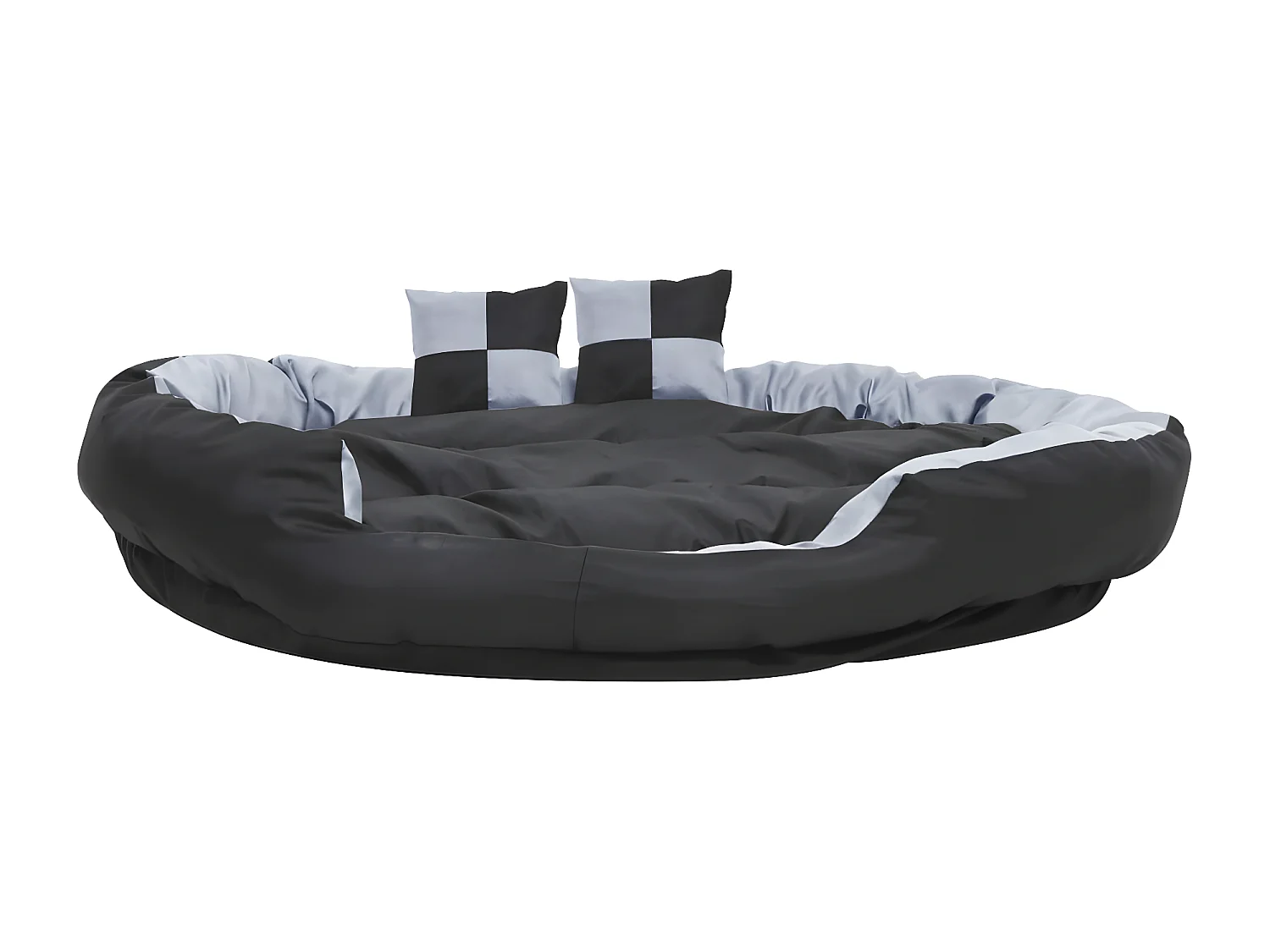 Cojín para perro reversible y lavable gris y negro 150x120x25 cm ES935455