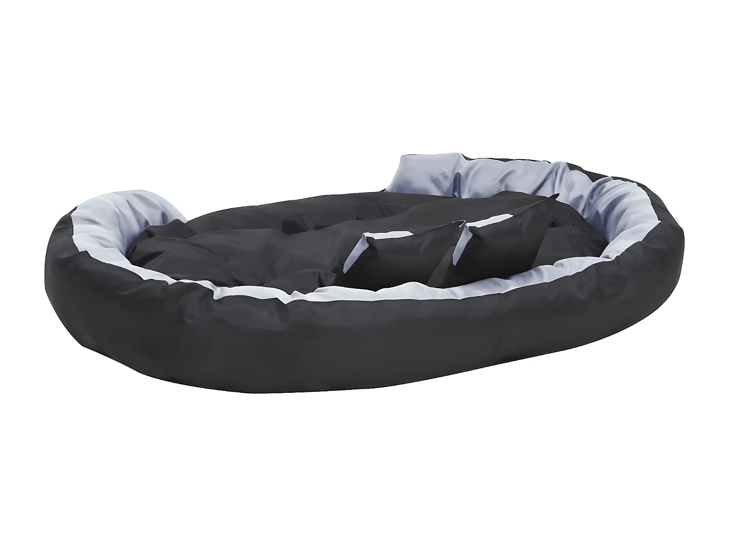 Cojín para perro reversible y lavable gris y negro 150x120x25 cm ES935455