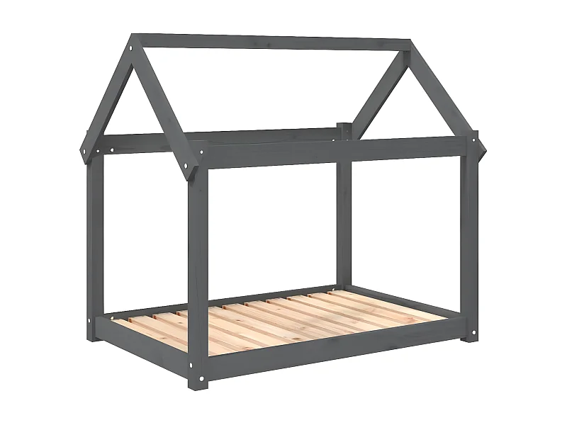 Cama para perros madera maciza de pino gris 101x70x90 cm ES802048