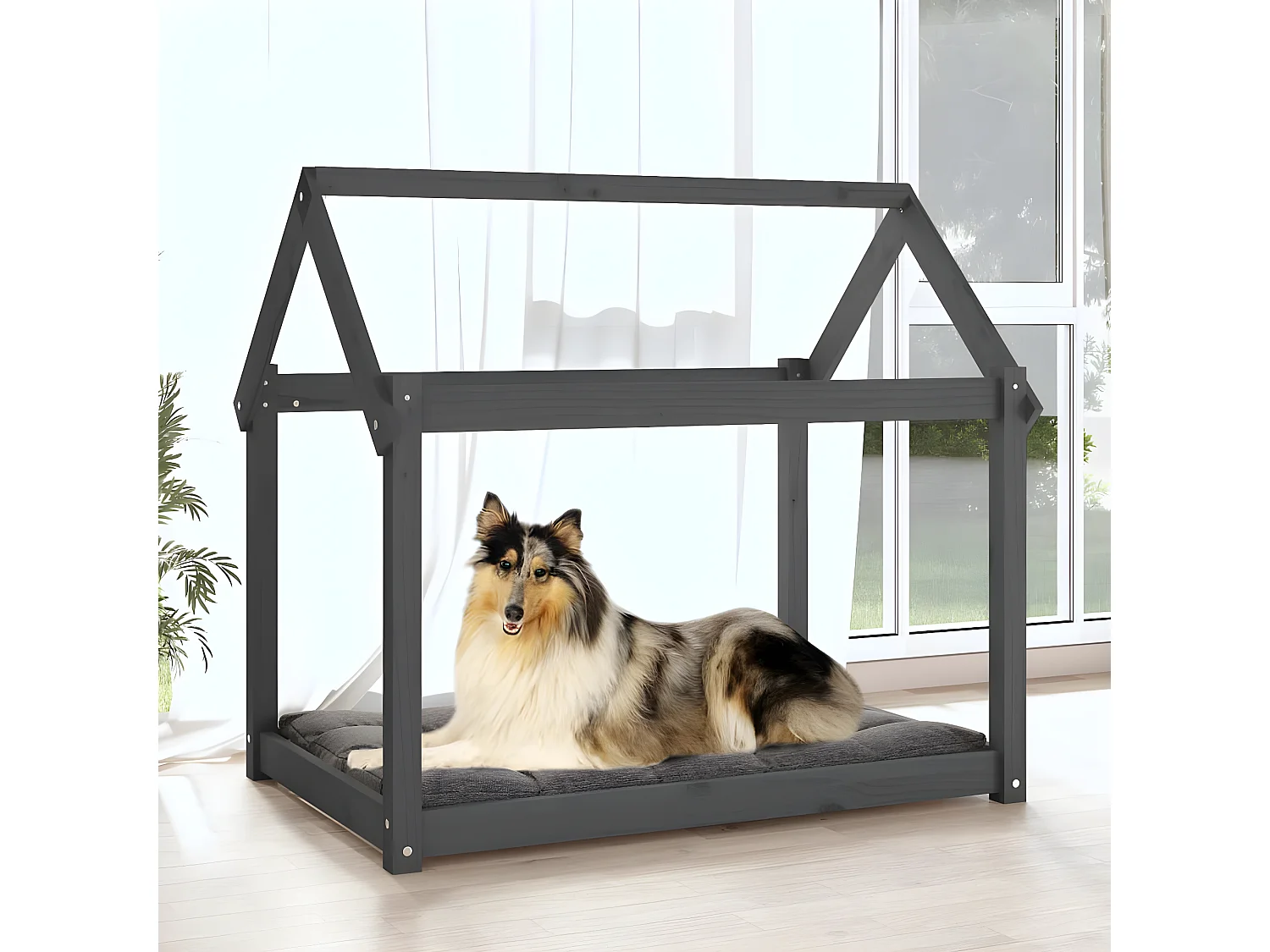 Canapé pour chien Gris 101x70x90 cm Bois de pin solide RG3Q29528