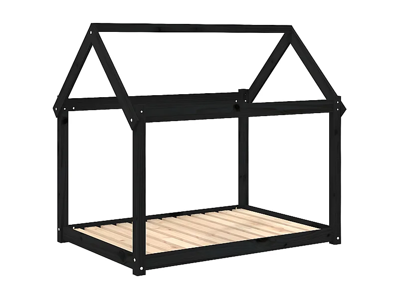 Cama para perros madera maciza de pino negro 111x80x100 cm ES297166