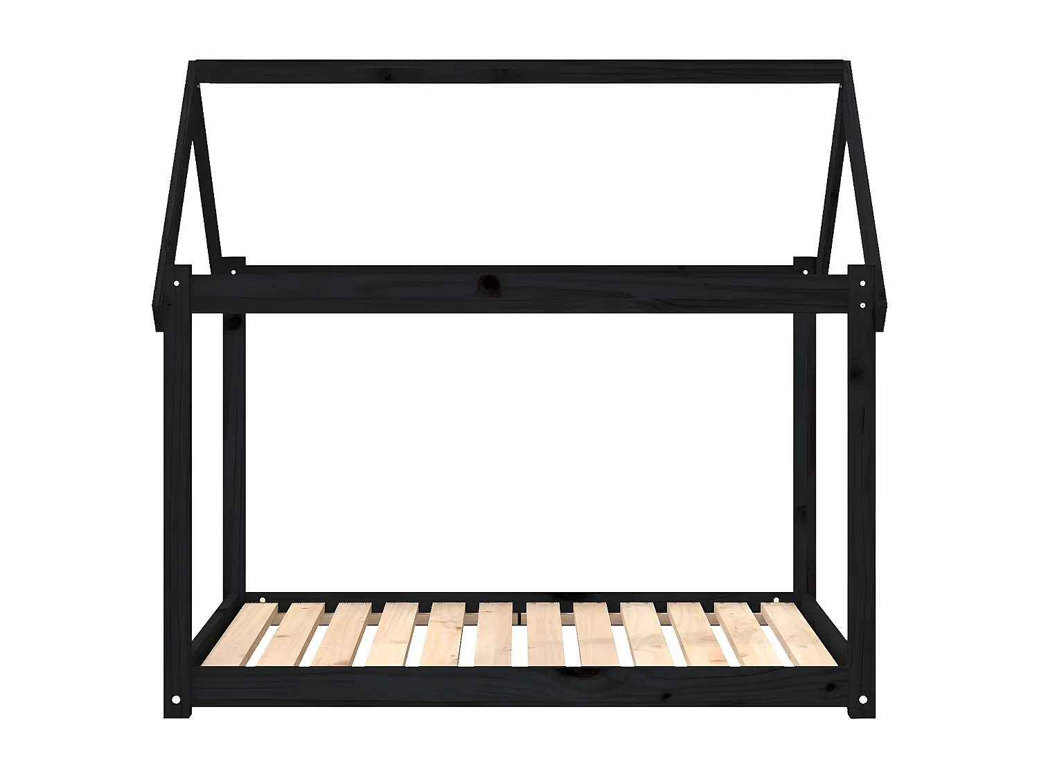 Cama para cães 111x80x100 cm madeira de pinho preto PT416777