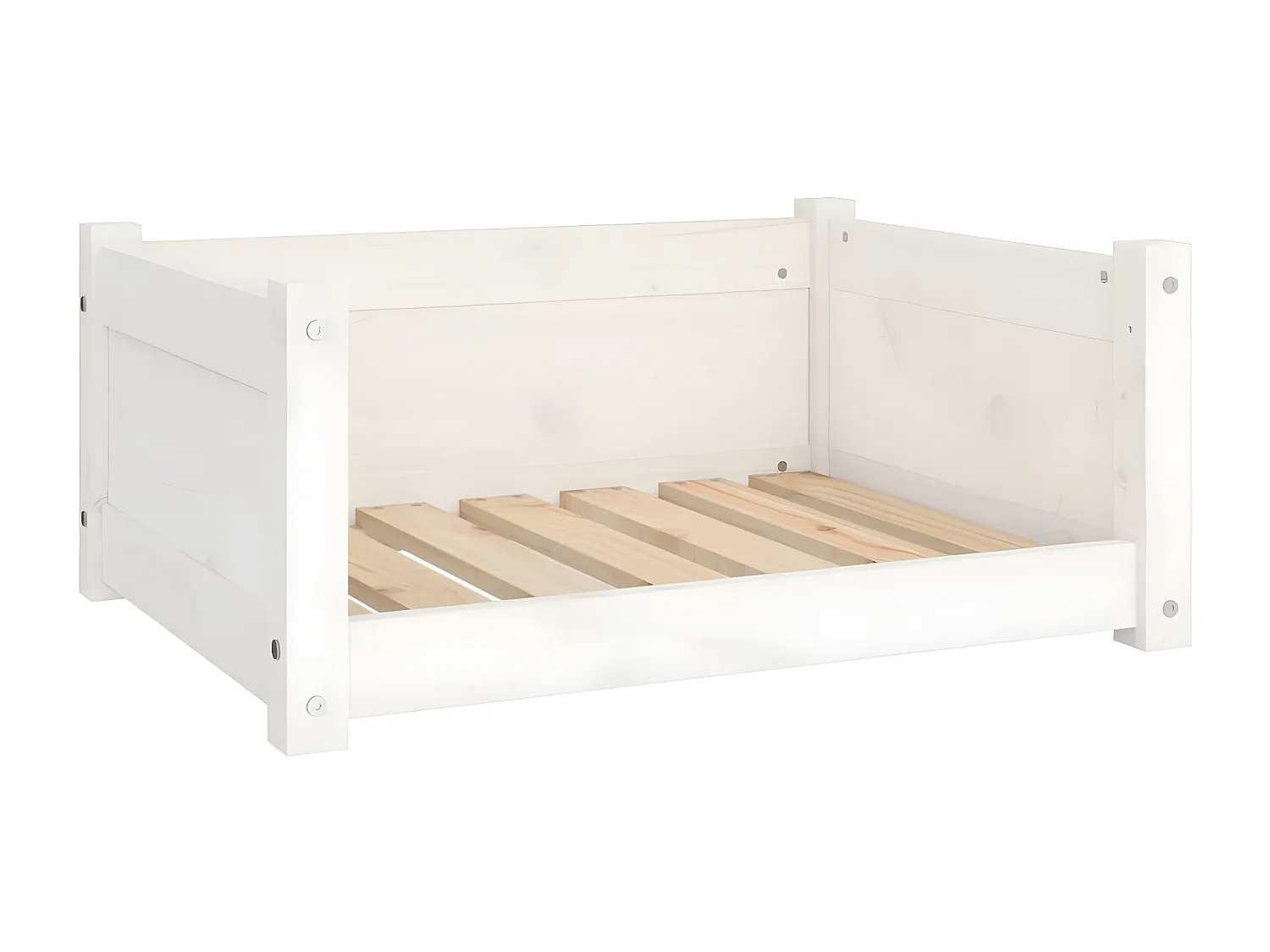 Cama para perros madera maciza de pino blanco 65,5x50,5x28 cm ES286394