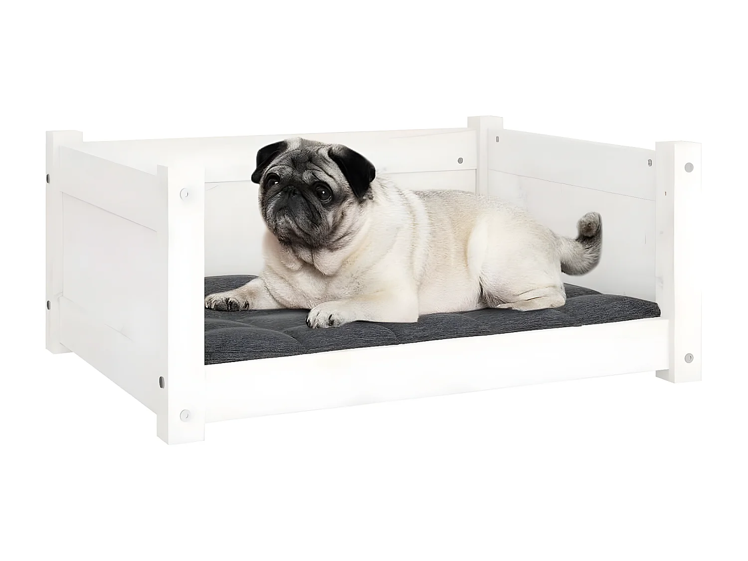 Cama para perros madera maciza de pino blanco 65,5x50,5x28 cm ES286394