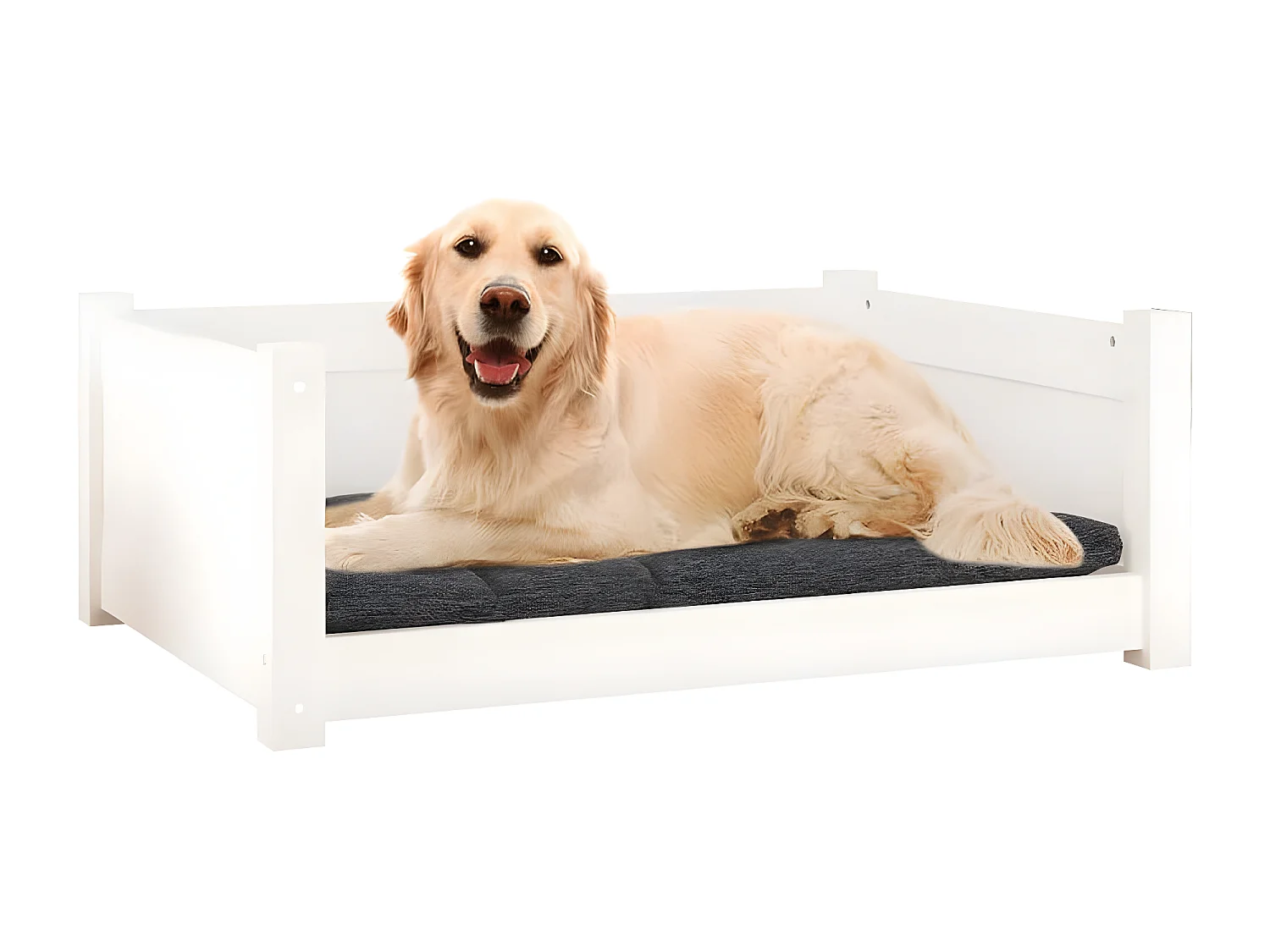Cama para cães 75,5x55,5x28 cm madeira de pinho maciça branco PT660290