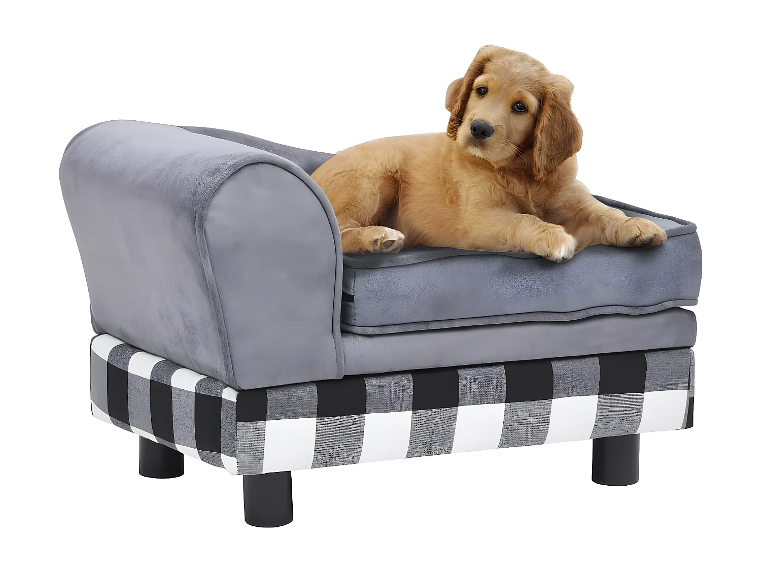 Sofá para cães 57x34x36 cm pelúcia cinzento PT998052