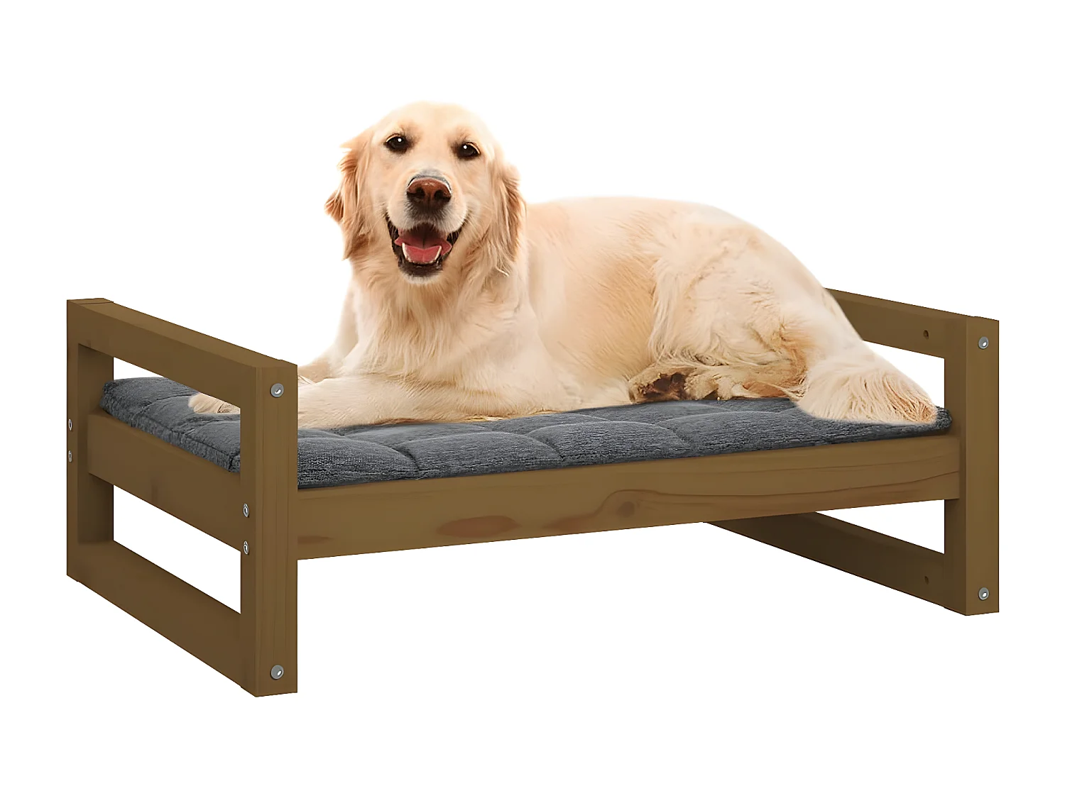 Cama p/ cães 75,5x55,5x28 cm madeira pinho maciça castanho mel PT953702